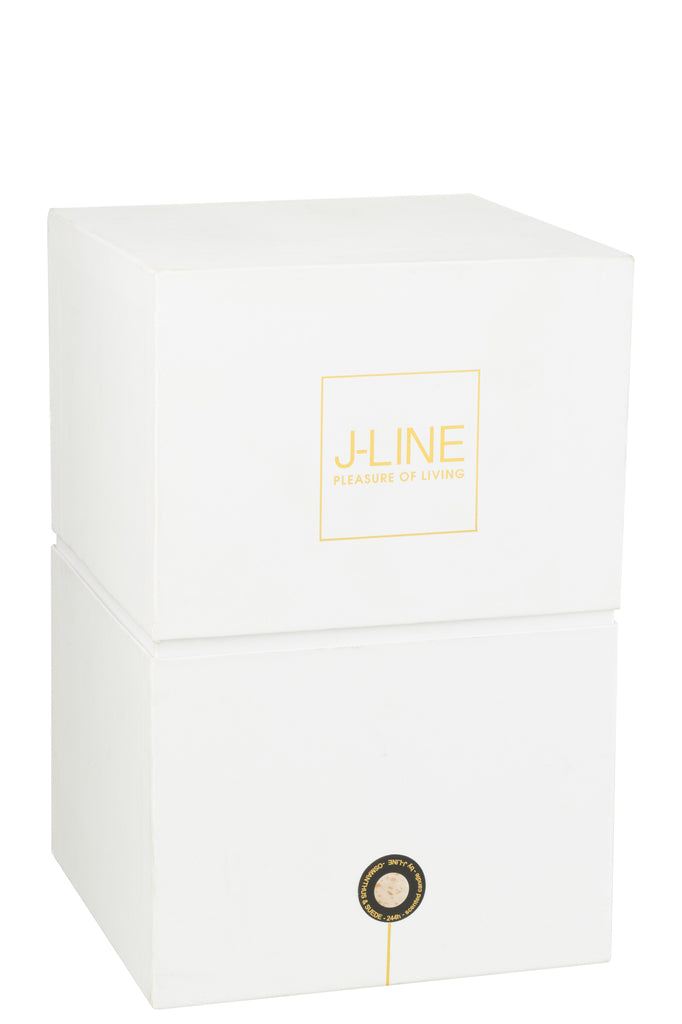 Geurkaars Mia Wit/Mix Glas Large 230uur 20x20x32.5cm - Geurkaars - J-Line - livinglovely.nl