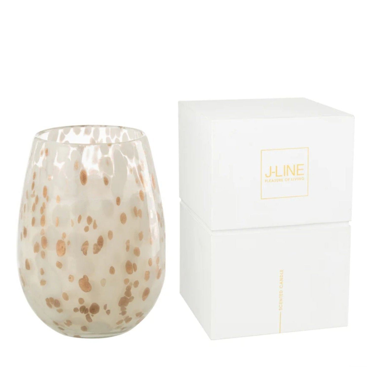 Geurkaars Mia Wit/Mix Glas Large 230uur 20x20x32.5cm - Geurkaars - J-Line - livinglovely.nl