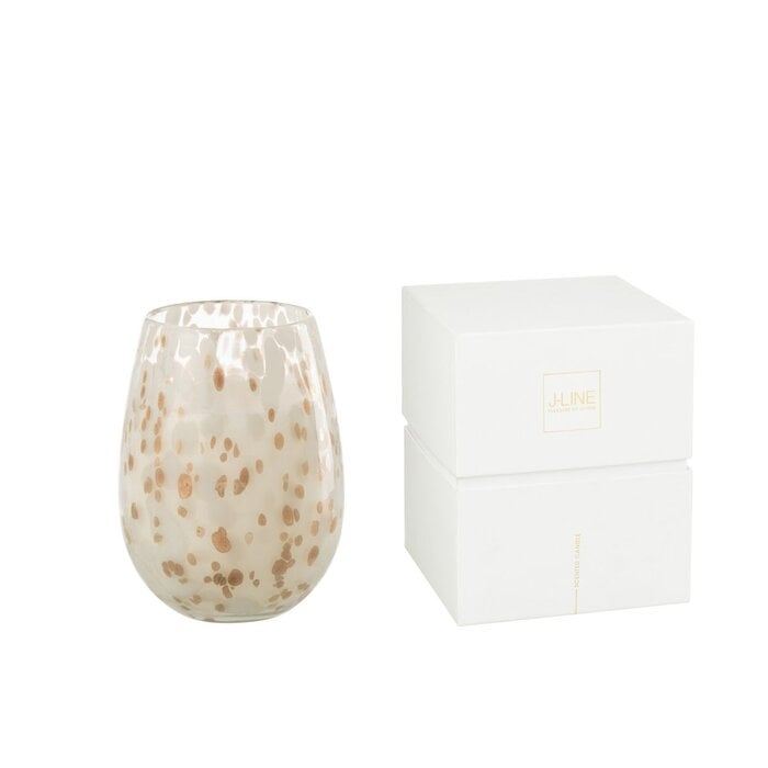 Geurkaars Mia Wit/Mix Glas Medium 120uur - Geurkaars - J-Line - livinglovely.nl