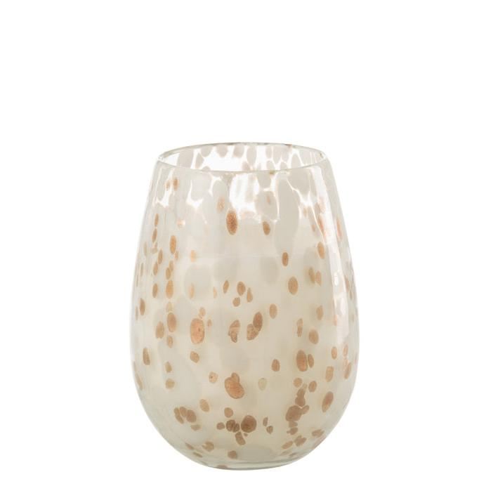 Geurkaars Mia Wit/Mix Glas Medium 120uur - Geurkaars - J-Line - livinglovely.nl