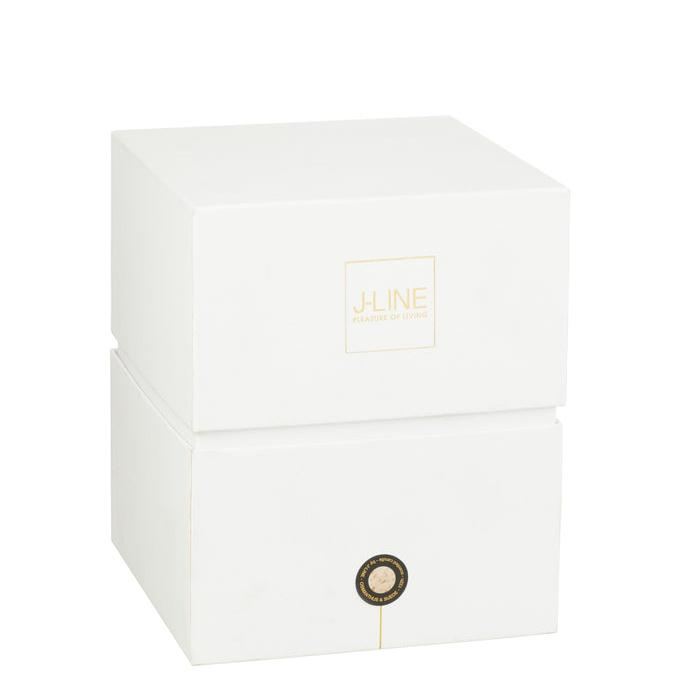 Geurkaars Mia Wit/Mix Glas Medium 120uur - Geurkaars - J-Line - livinglovely.nl