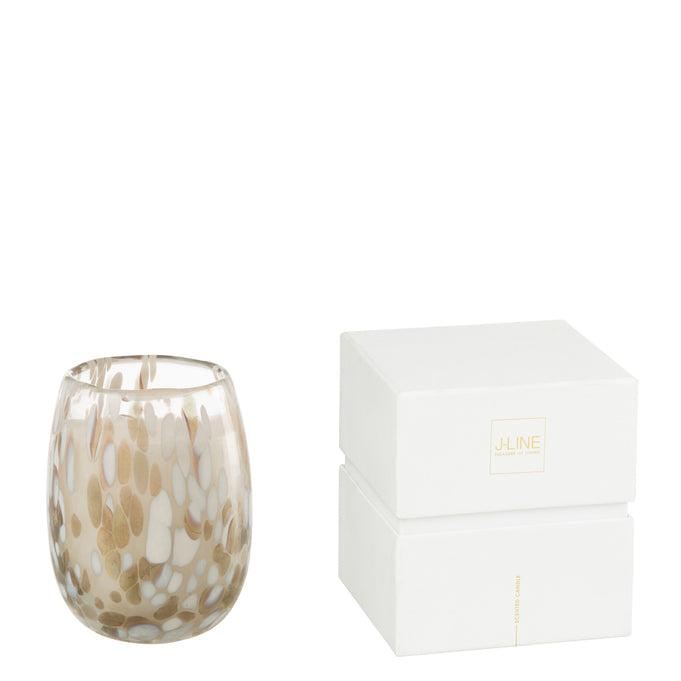 Geurkaars Mia Wit/Mix Glas Small 90uur - Geurkaars - J-Line - livinglovely.nl