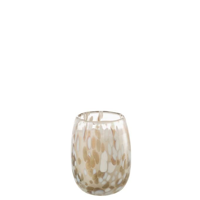 Geurkaars Mia Wit/Mix Glas Small 90uur - Geurkaars - J-Line - livinglovely.nl