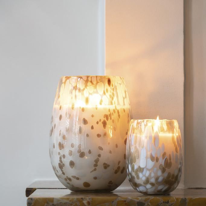 Geurkaars Mia Wit/Mix Glas Small 90uur - Geurkaars - J-Line - livinglovely.nl