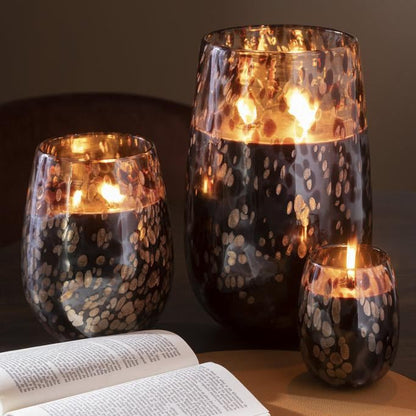 Geurkaars Mia Zwart/Mix Glas Large 230uur - Geurkaars - J-Line - livinglovely.nl
