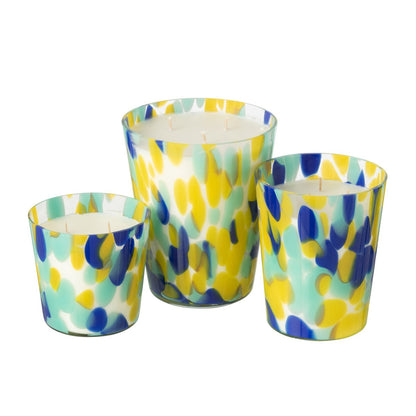 Geurkaars Noa Blauw/Geel Set van 3 - Geurkaars - J-Line - livinglovely.nl