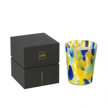 Geurkaars Noa Blauw/Geel Set van 3 - Geurkaars - J-Line - livinglovely.nl