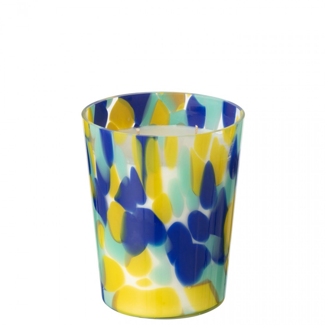 Geurkaars Noa Blauw/Geel Set van 3 - Geurkaars - J-Line - livinglovely.nl