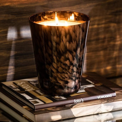 Geurkaars Noa Sandalwood Zwart/Goud Large 95uur - Geurkaars - J-Line - livinglovely.nl