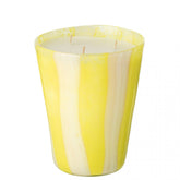 Geurkaars Noa Strepen Geel Large - 95uur - Geurkaars - J-Line - livinglovely.nl