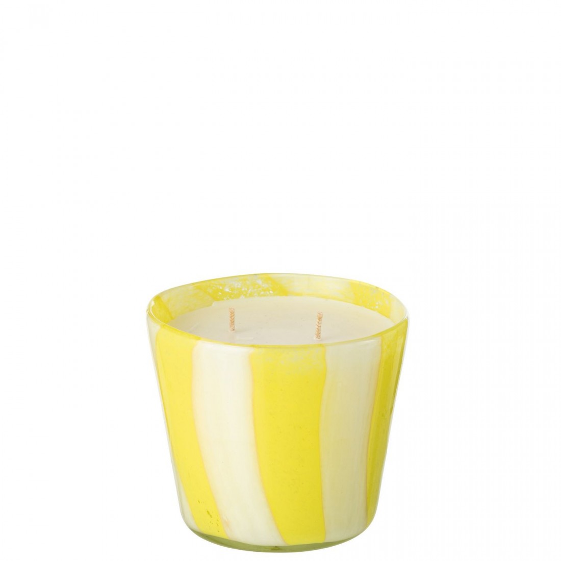 Geurkaars Noa Strepen Geel Small - 50uur - Geurkaars - J-Line - livinglovely.nl