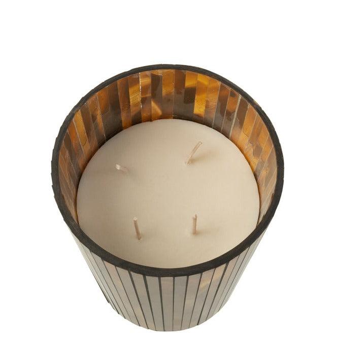 Geurkaars Noa Zesty Sunburst Oker Large-60h - Geurkaars - J-Line - livinglovely.nl