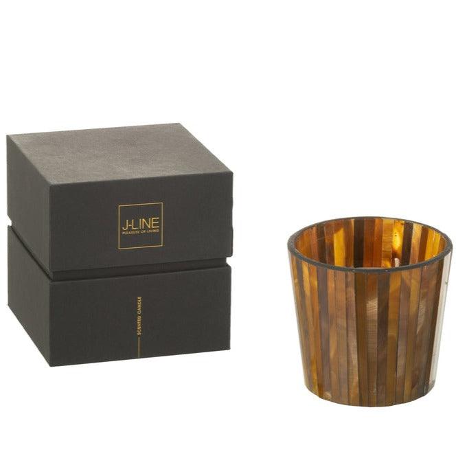 Geurkaars Noa Zesty Sunburst Oker Small-35h - Geurkaars - J-Line - livinglovely.nl