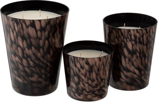 Geurkaars Sandalwood Zwart/Goud Medium-68u - Geurkaars - J-Line - livinglovely.nl
