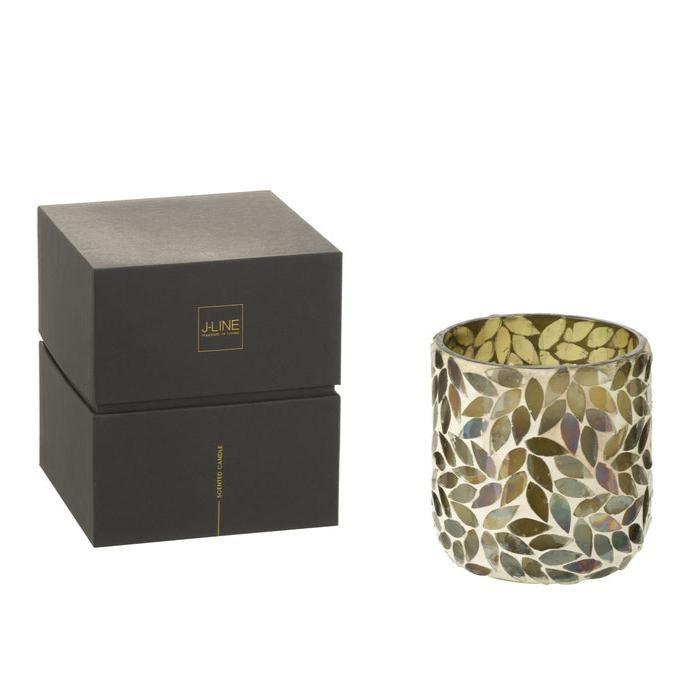 Geurkaars Tender Rose Wax Groen Small - 50u - Geurkaars - J-Line - livinglovely.nl