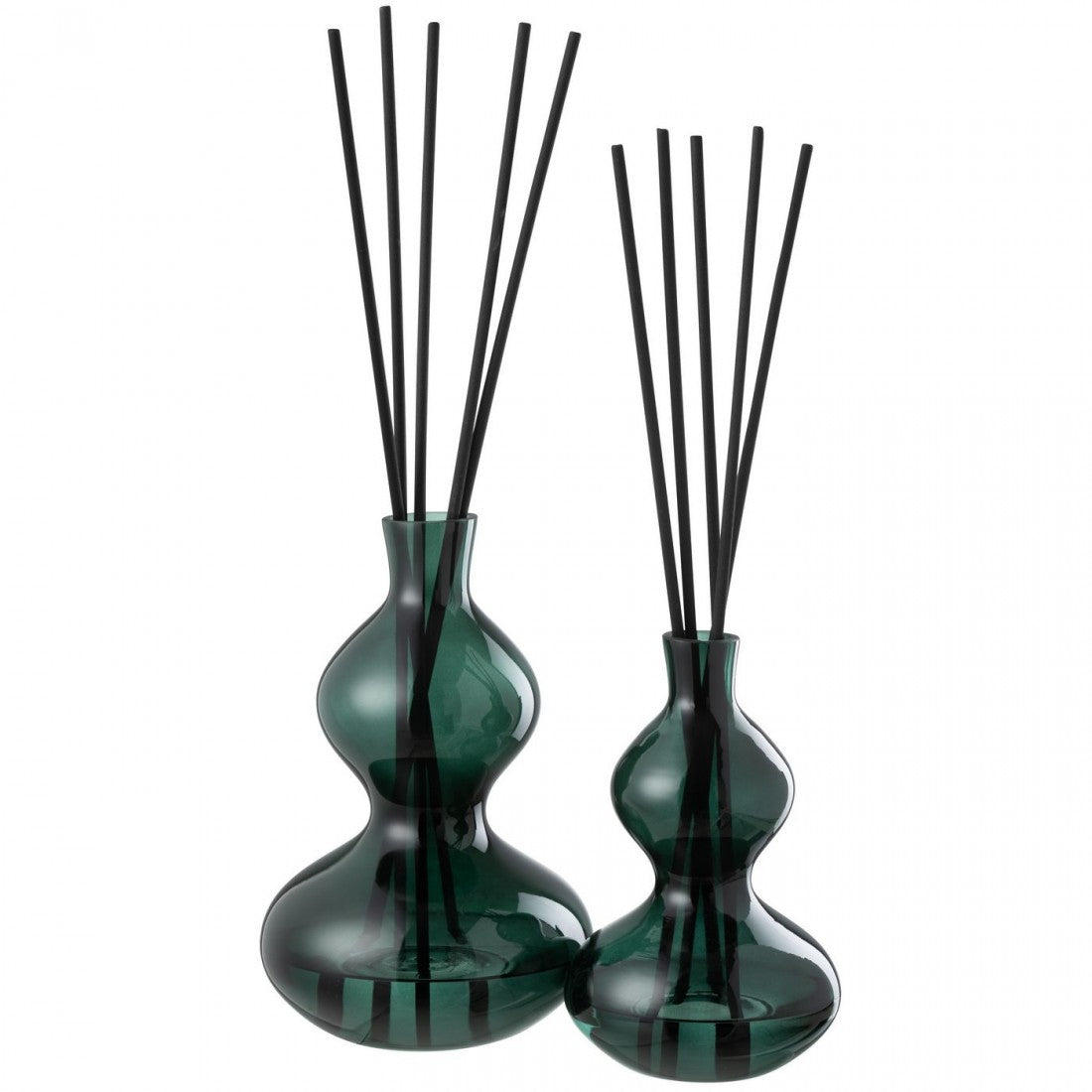 Geurolie Cedar Breeze Glas Donkergroen Small 500ml - Geurstokjes - J-Line - livinglovely.nl
