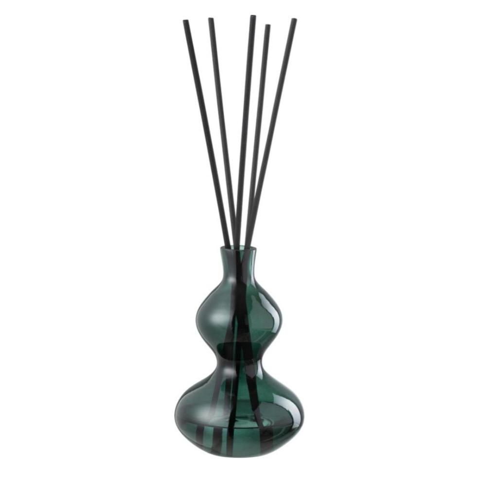 Geurolie Cedar Breeze Glas Donkergroen Small 500ml - Geurstokjes - J-Line - livinglovely.nl