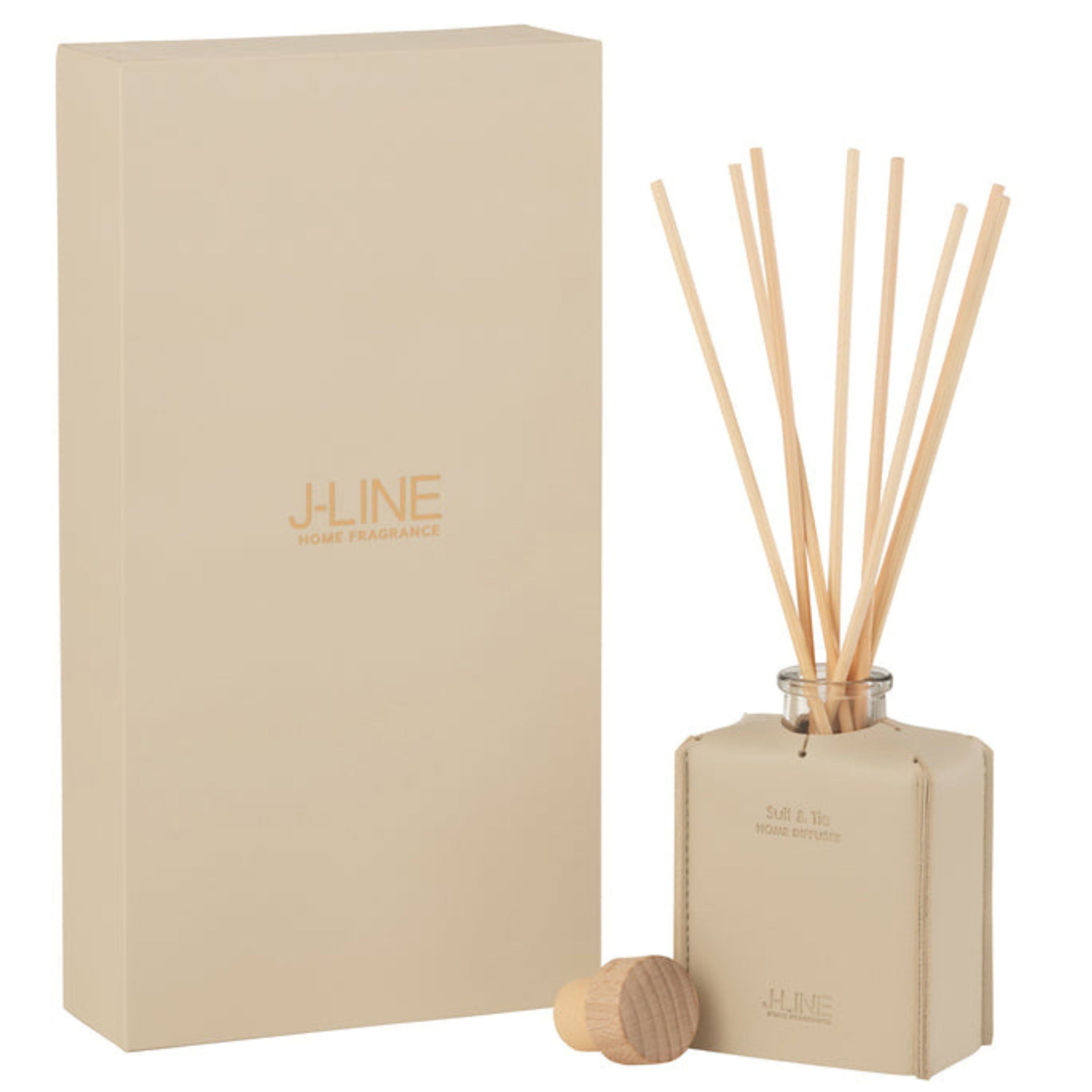 Geurolie Leder Beige 100ml - Geurstokjes - J-Line - livinglovely.nl