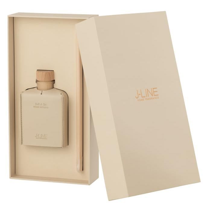 Geurolie Leder Beige 100ml - Geurstokjes - J-Line - livinglovely.nl