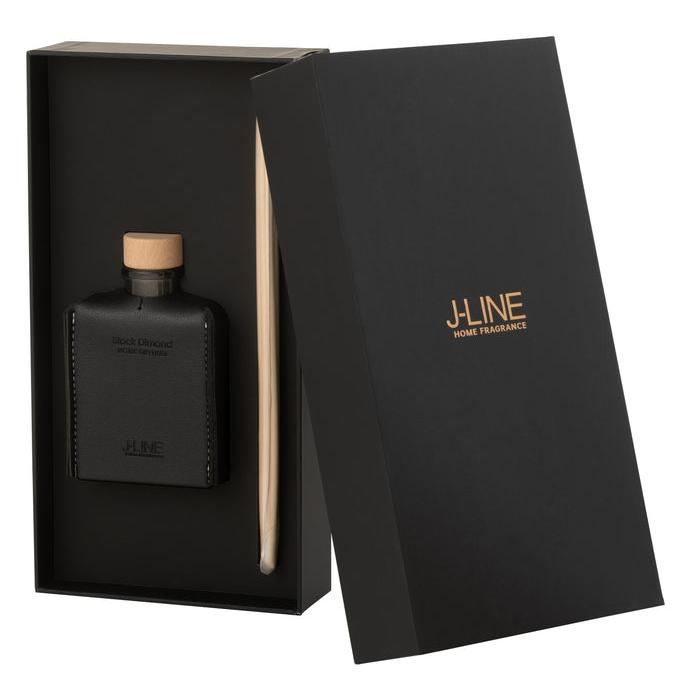 Geurolie Leder Zwart 100ml - Geurstokjes - J-Line - livinglovely.nl