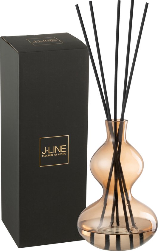 Geurolie Nordic Vetiver Glas Amber Large 1000ml - Geurstokjes - J-Line - livinglovely.nl