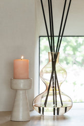 Geurolie Nordic Vetiver Glas Amber Small 500ml - Geurstokjes - J-Line - livinglovely.nl