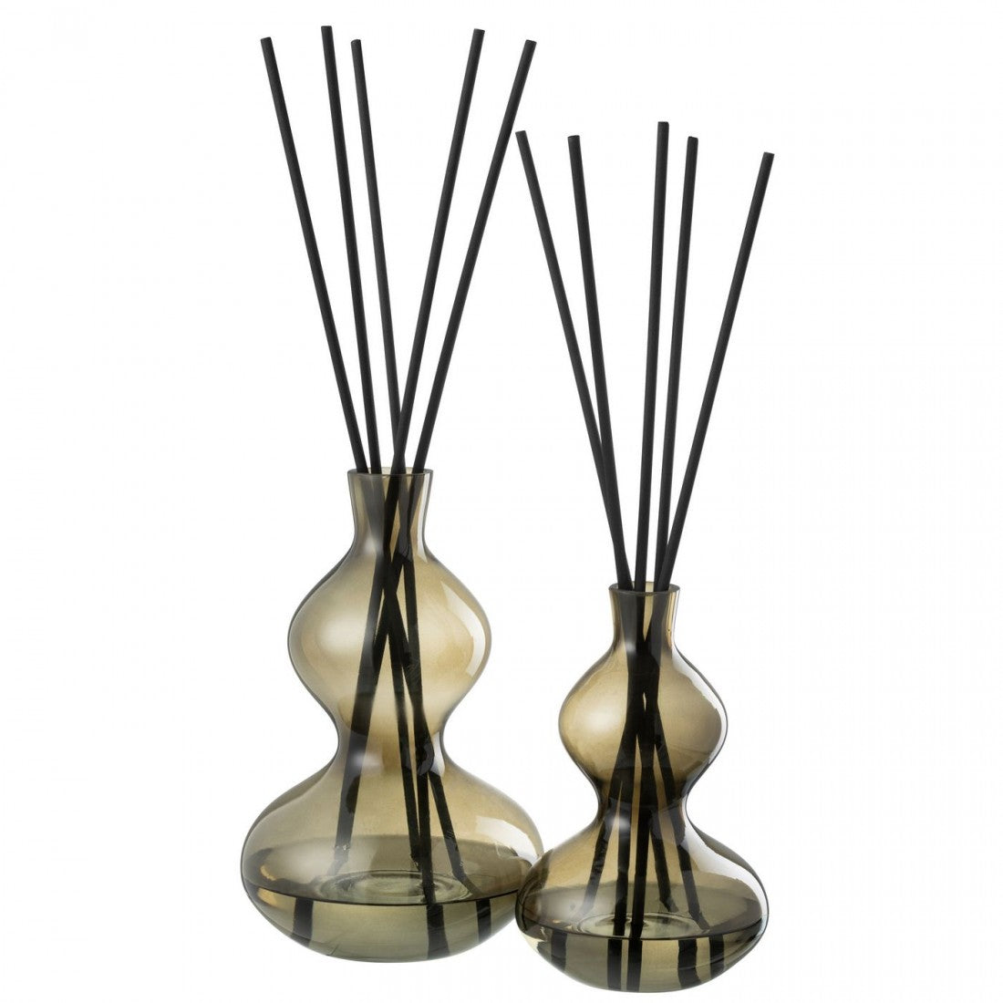 Geurolie Olive&amp;Frank Incense Glas Groen Large 1000ml - Geurstokjes - J-Line - livinglovely.nl