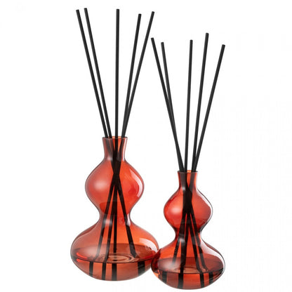 Geurolie Olive&amp;Frank Incense Glas Rood Small 500ml - Geurstokjes - J-Line - livinglovely.nl