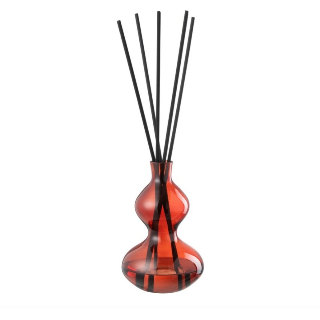 Geurolie Olive&amp;Frank Incense Glas Rood Small 500ml - Geurstokjes - J-Line - livinglovely.nl