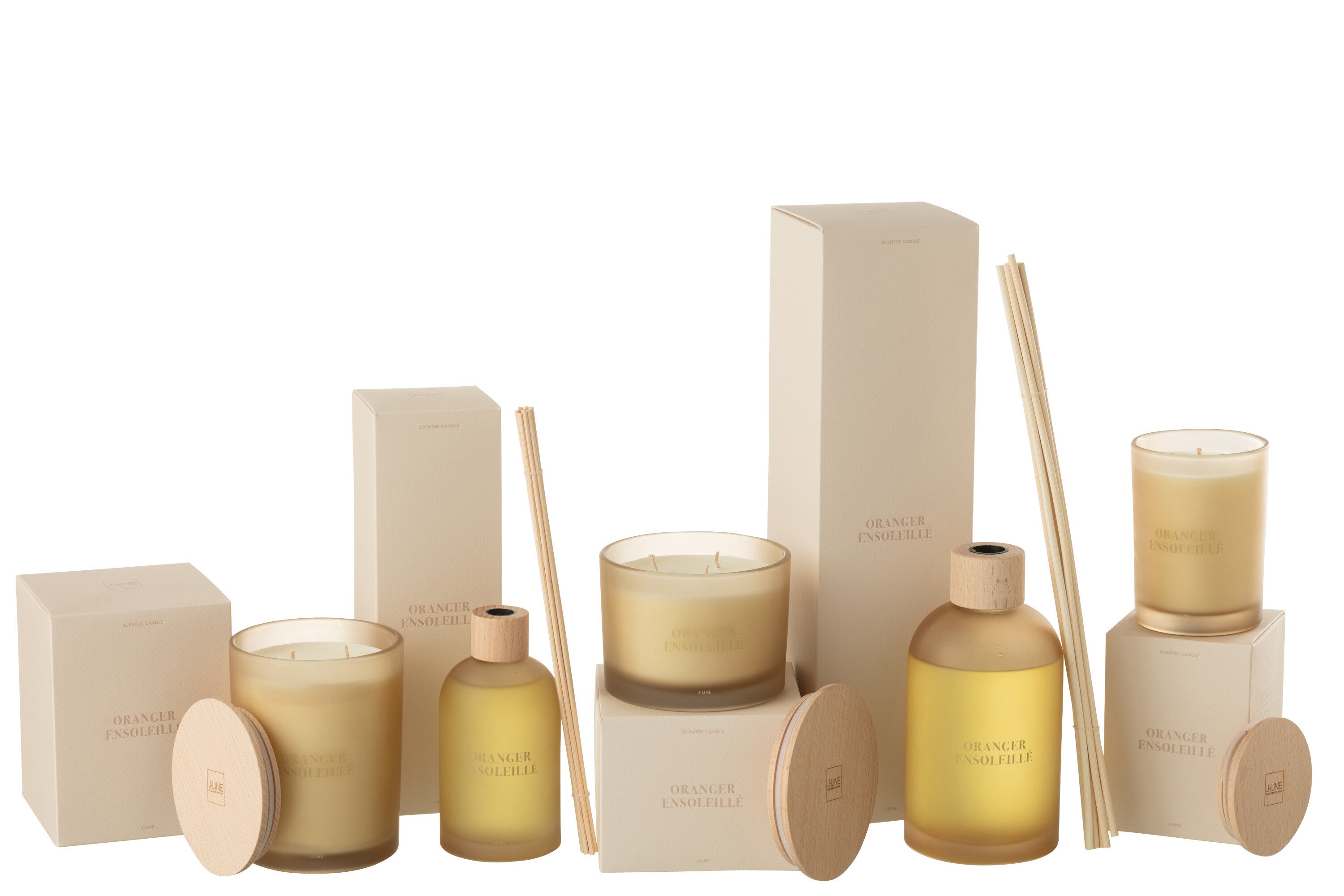 Geurstokjes Accords Essentiels Oranger Ensoleillé 550ml - Geurstokjes - J-Line - livinglovely.nl