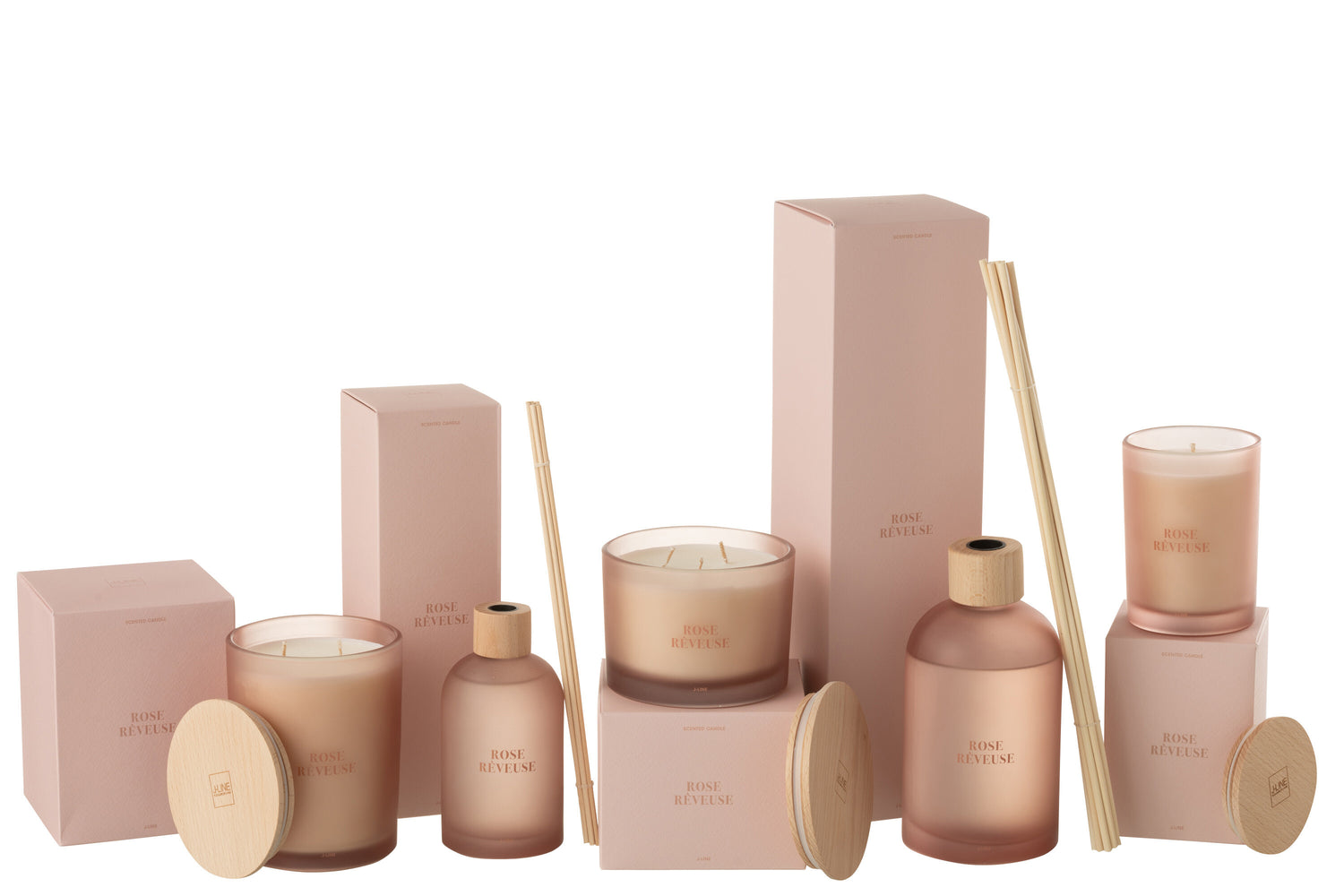 Geurstokjes Accords Essentiels Rose Rêveuse 550ml - Geurstokjes - J-Line - livinglovely.nl