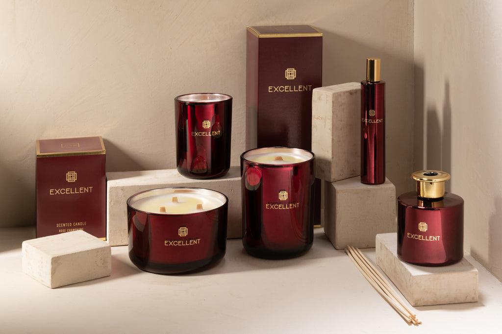 Geurstokjes Excellent Rose Champagne Wijnrood 150ML - Geurstokjes - J-Line - livinglovely.nl