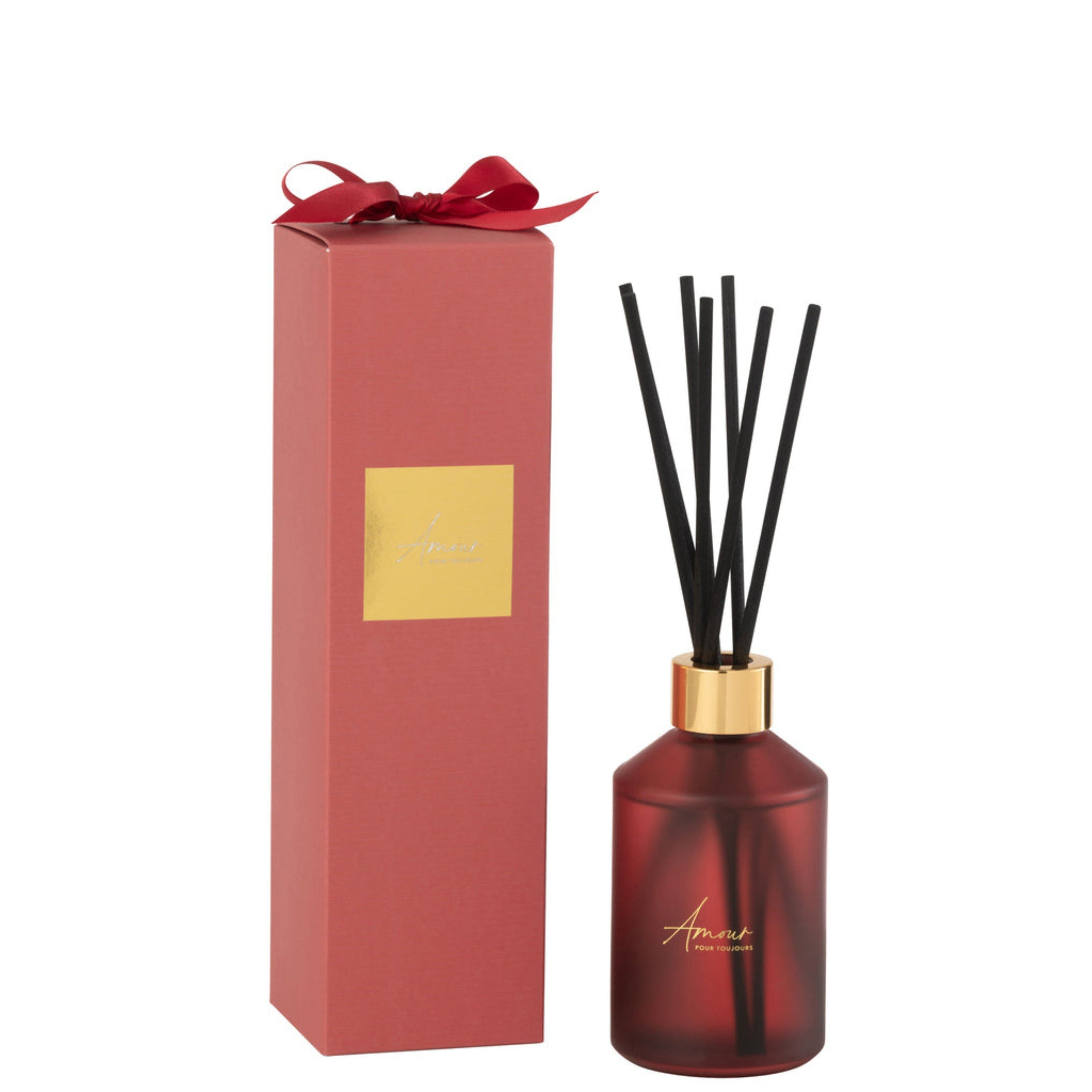 Geurstokjes Geurolie Amour Rood 200ml - Geurstokjes - J-Line - livinglovely.nl