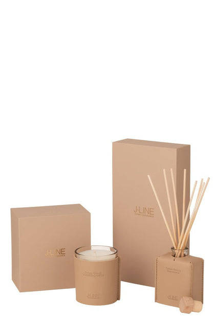 Geurstokjes Leather Brown 100ML - Geurstokjes - J-Line - livinglovely.nl