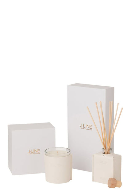 Geurstokjes Leder Wit 100ml - Geurstokjes - J-Line - livinglovely.nl