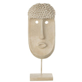 Gezicht Staander Etnisch Steen/Resine Beige Large - Ornament - J-Line - livinglovely.nl
