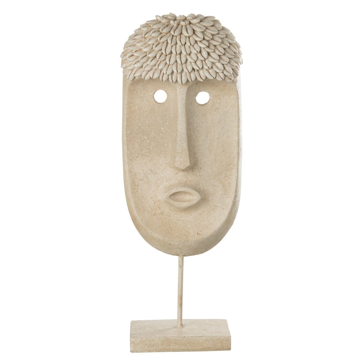 Gezicht Staander Etnisch Steen/Resine Beige Large - Ornament - J-Line - livinglovely.nl