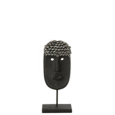 Gezicht Staander Etnisch Steen/Resine Zwart Small - Ornament - J-Line - livinglovely.nl