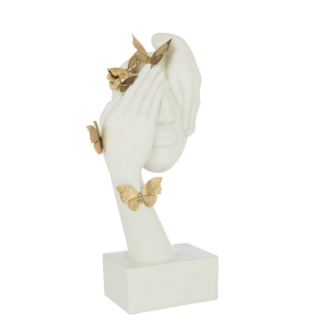 Gesicht Schmetterling Ständer Poly Weiß/Gold J-Line