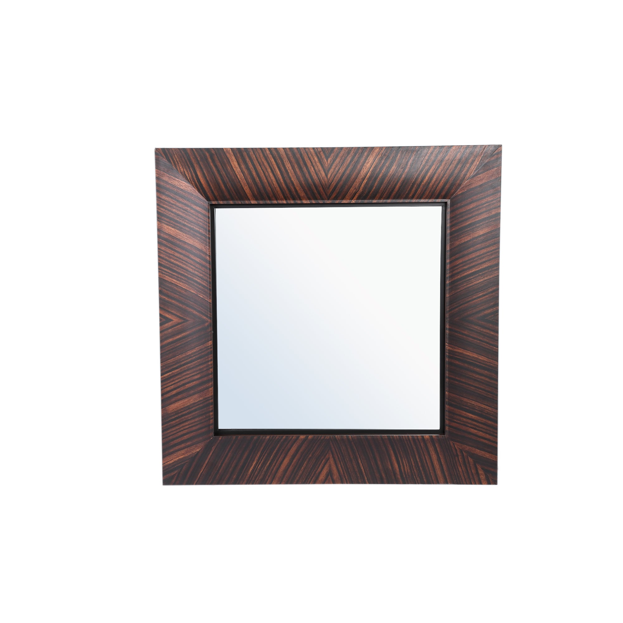 Gezzy Brown Wooden Mirror Curl Frame Square 110x7x110cm PTMD - Spiegel - PTMD - livinglovely.nl