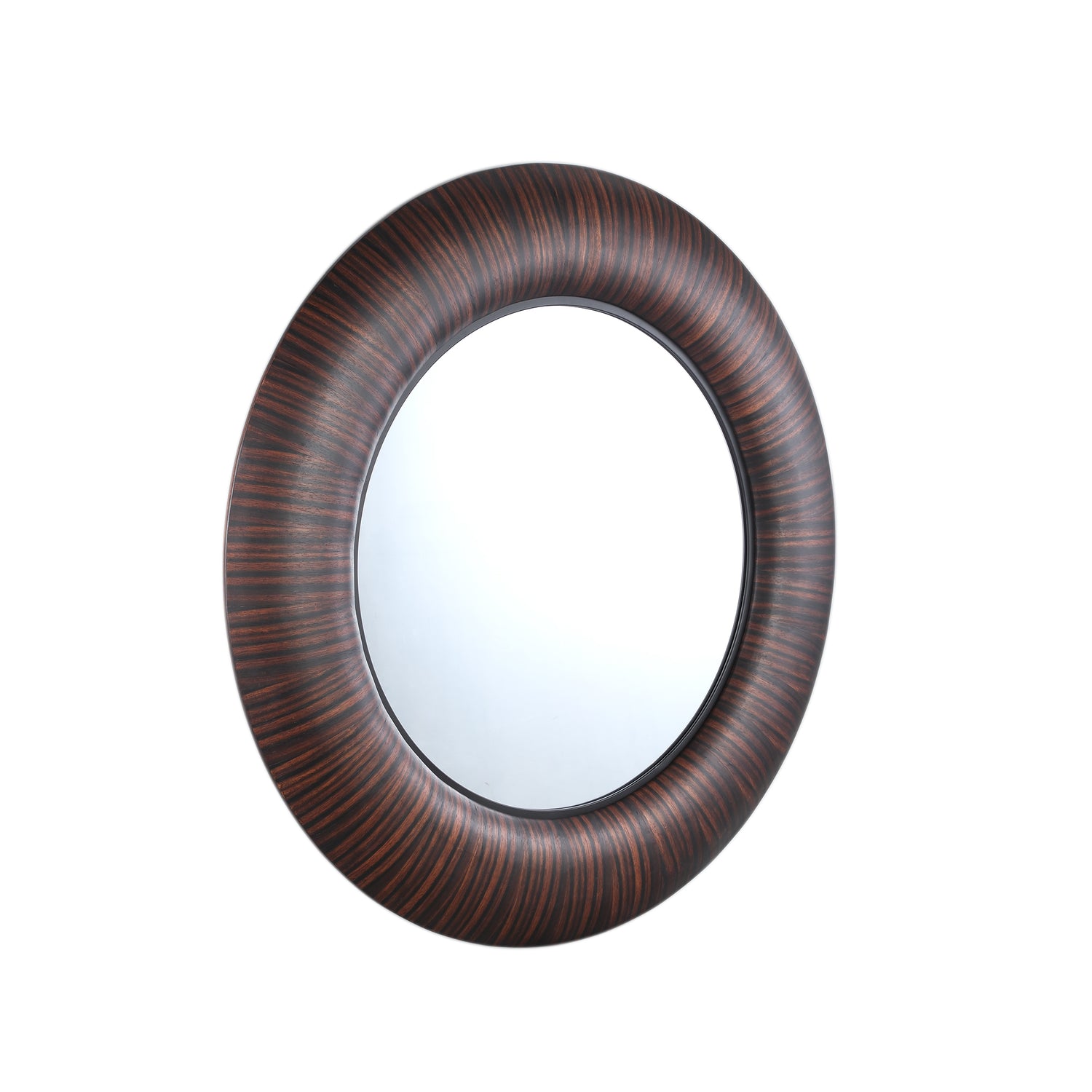 Gezzy Brown Wooden Mirror Thick Frame Round 110.5 x 5.5 x 110.5cm PTMD - Spiegel - PTMD - livinglovely.nl