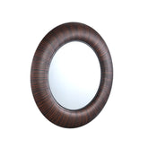 Gezzy Brown Wooden Mirror Thick Frame Round 110.5 x 5.5 x 110.5cm PTMD - Spiegel - PTMD - livinglovely.nl