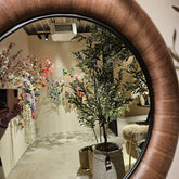 Gezzy Natural Wooden Mirror Thick Frame Round 110.5x5.5x110.5cm PTMD - Spiegel - PTMD - livinglovely.nl
