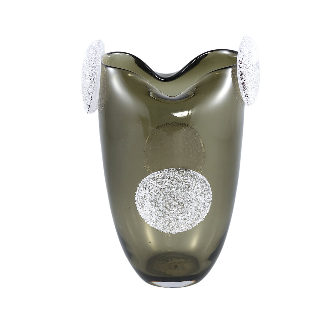 Giah Green Solid Glass Vase With Deco Rounds L PTMD - Vaas - PTMD - livinglovely.nl