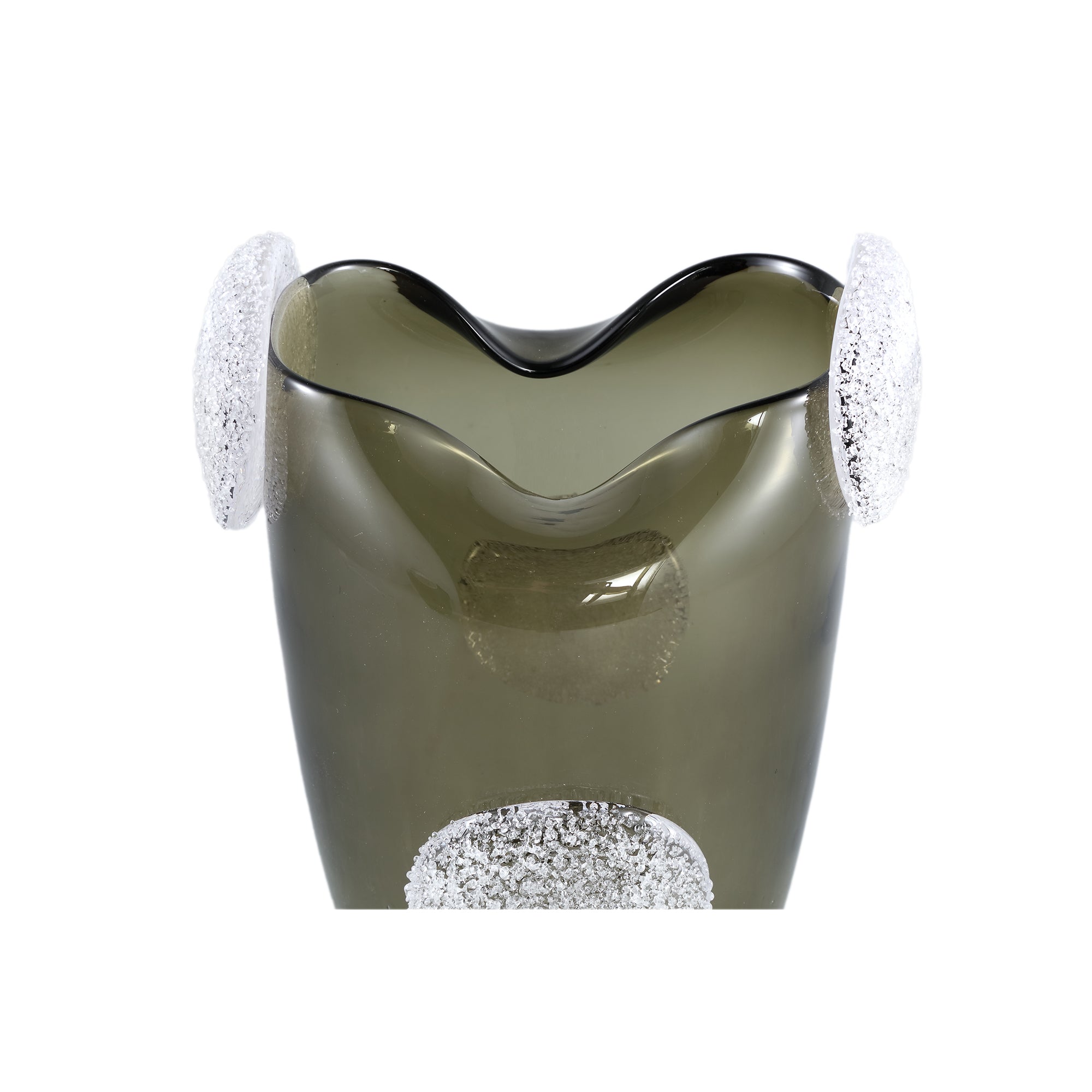 Giah Green Solid Glass Vase With Deco Rounds L PTMD - Vaas - PTMD - livinglovely.nl