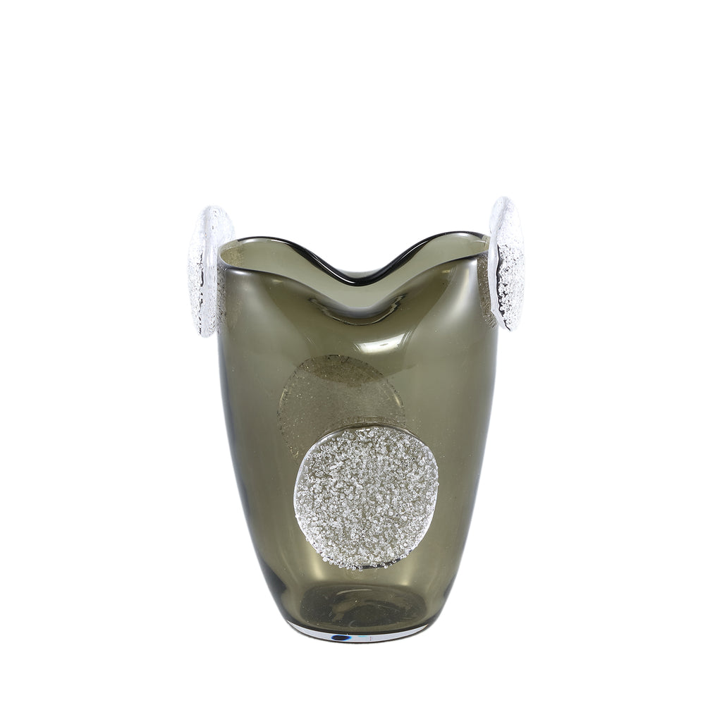 Giah Green Solid Glass Vase With Deco Rounds S PTMD - Vaas - PTMD - livinglovely.nl