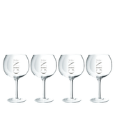 Gin Glazen Transparant/Zilver Giftbox Set van 4 - Gin glas - J-Line - livinglovely.nl