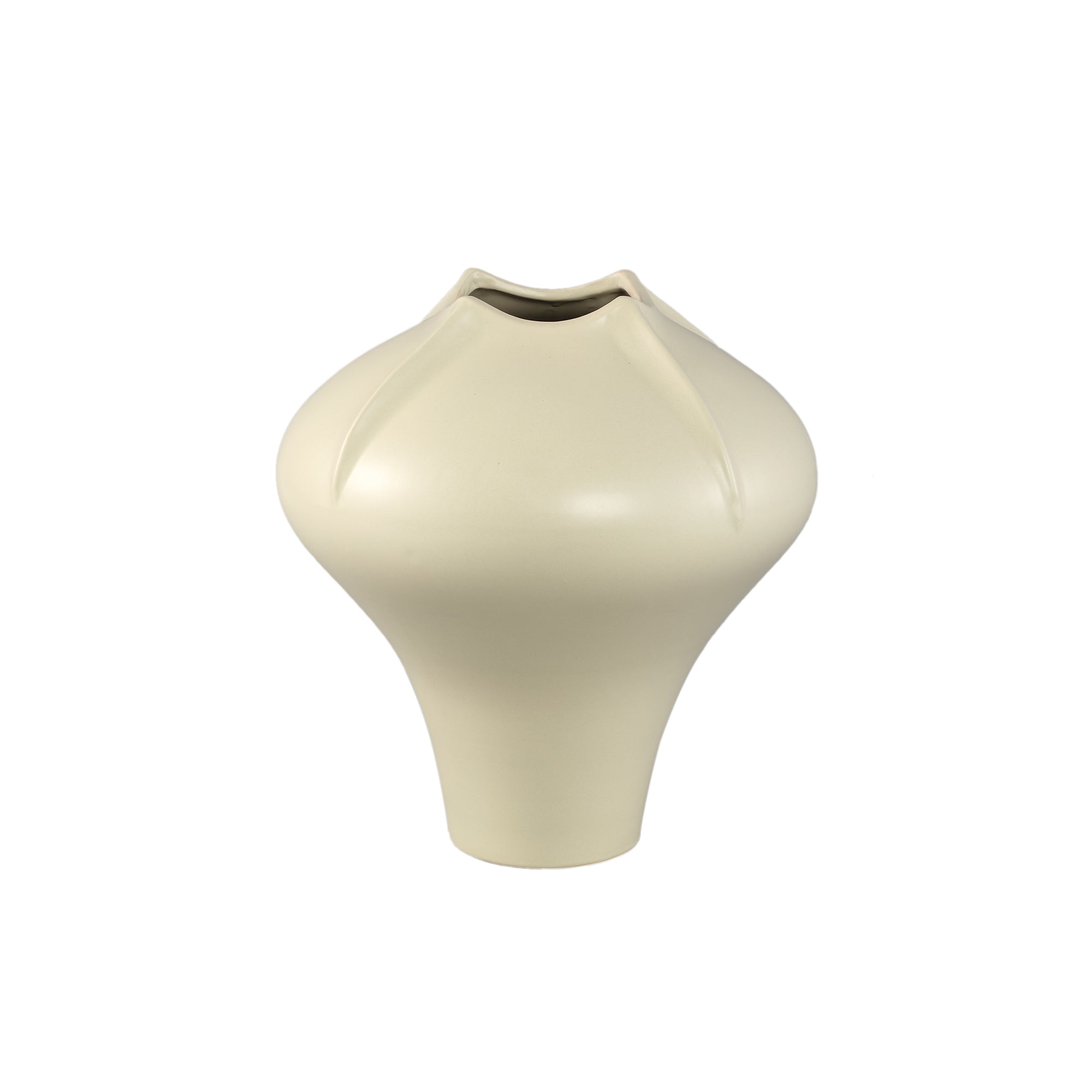 Ginos Cream Matt Ceramic Organic Bulb Vase L PTMD - Vaas - PTMD - livinglovely.nl