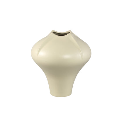Ginos Cream Matt Ceramic Organic Bulb Vase L PTMD - Vaas - PTMD - livinglovely.nl