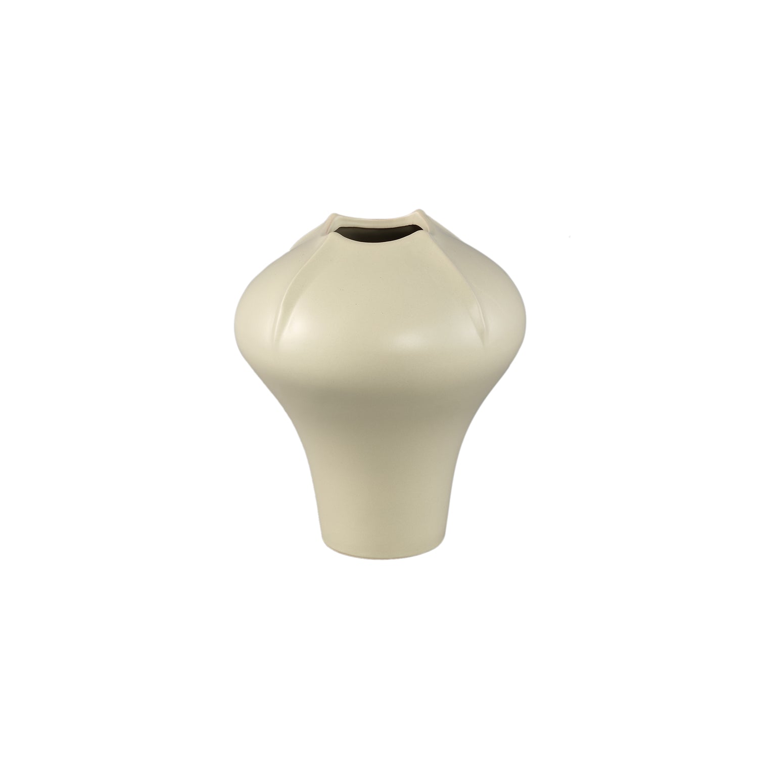 Ginos Cream Matt Ceramic Organic Bulb Vase S PTMD - Vaas - PTMD - livinglovely.nl